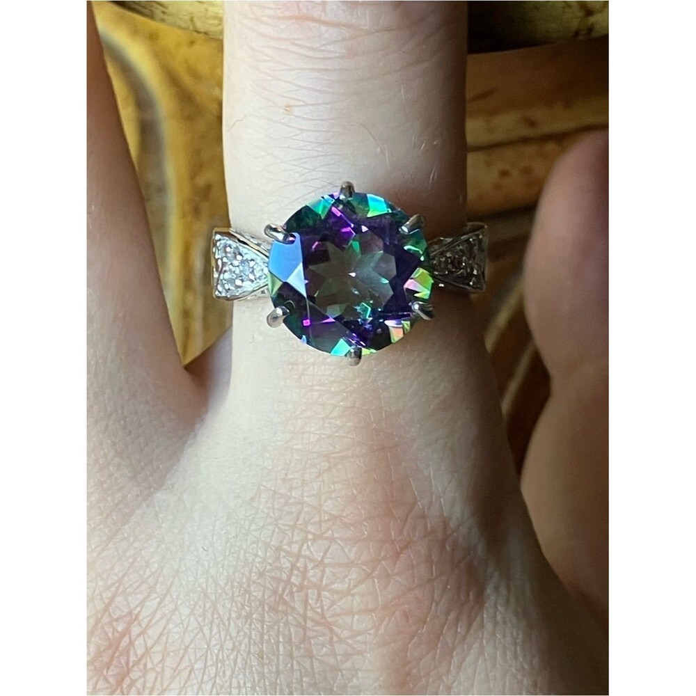 Mystic Quartz White Topaz Ring Size 9